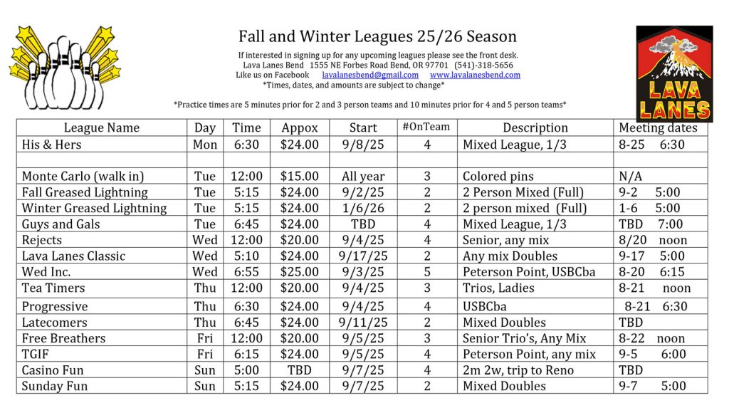 league schedule